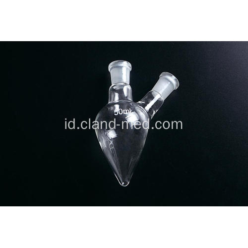 Pear Shaped Flask dengan Two Necks Ground Ground Mouth